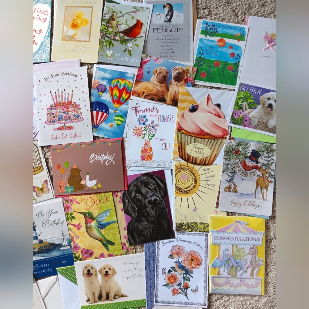40 Assorted Greeting Cards RANDOM Lot! DIY Scrapbook Crafts - Picture 2 of 5
